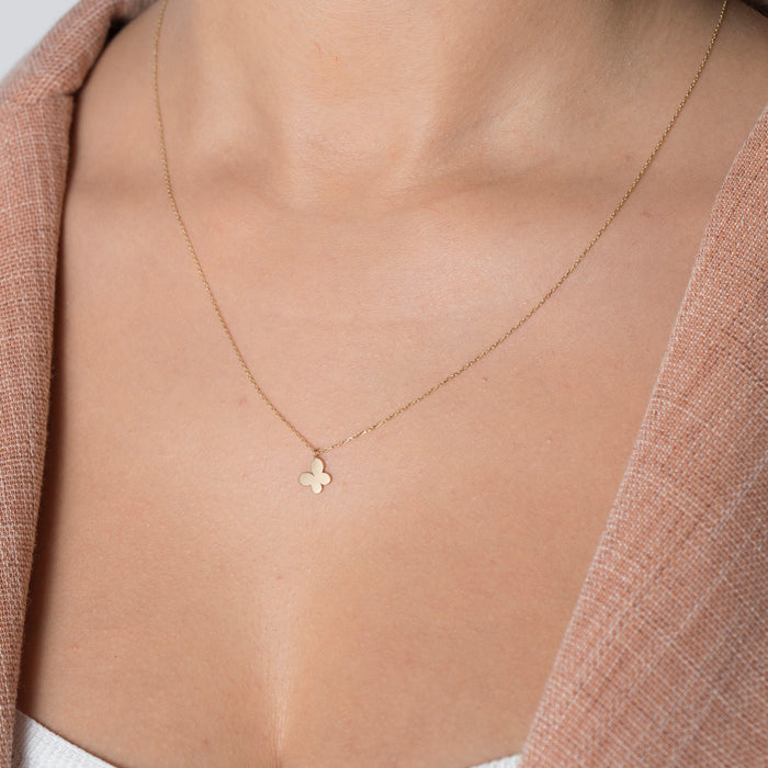 Delicate 14k Solid Gold Butterfly Pendant Necklace
