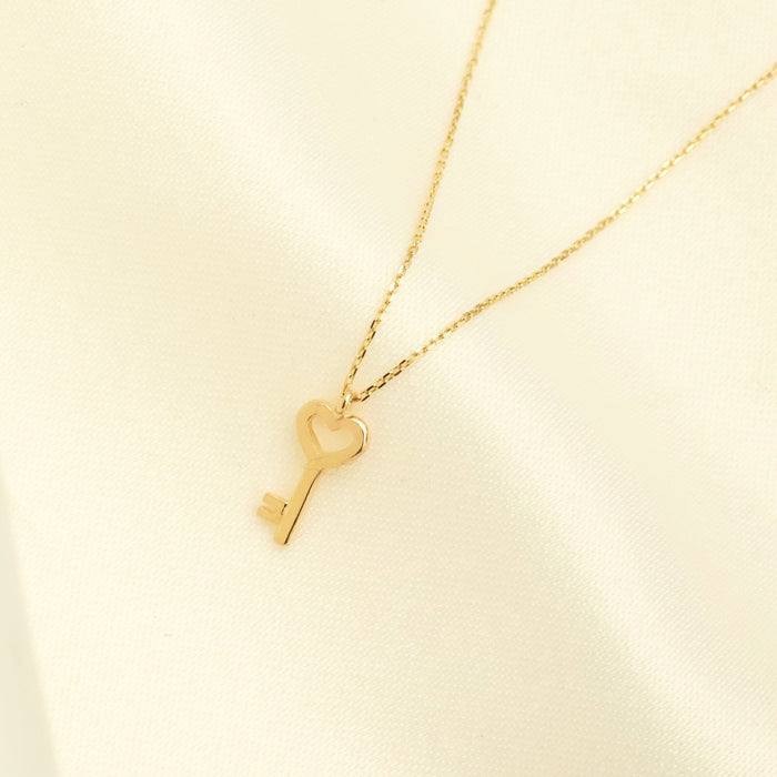 14K Gold Key Necklace