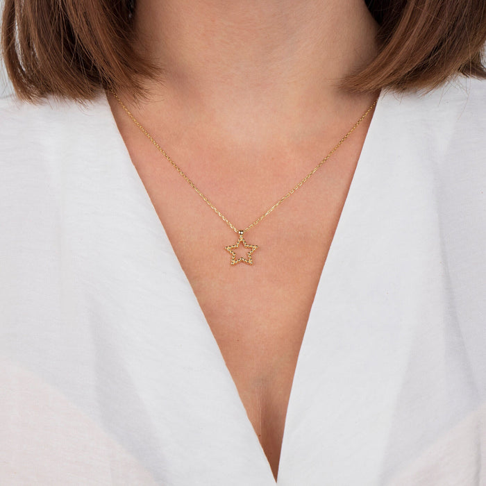 Dainty 14k Gold Star Necklace