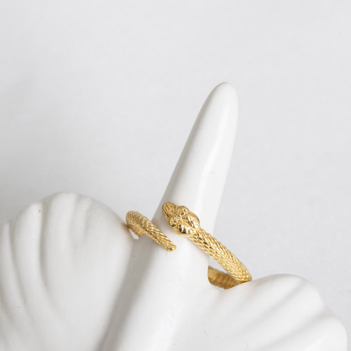 Dainty 14k Gold Snake Ring