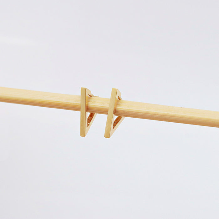 Minimalist 14k Gold Triangle Hoop Earrings