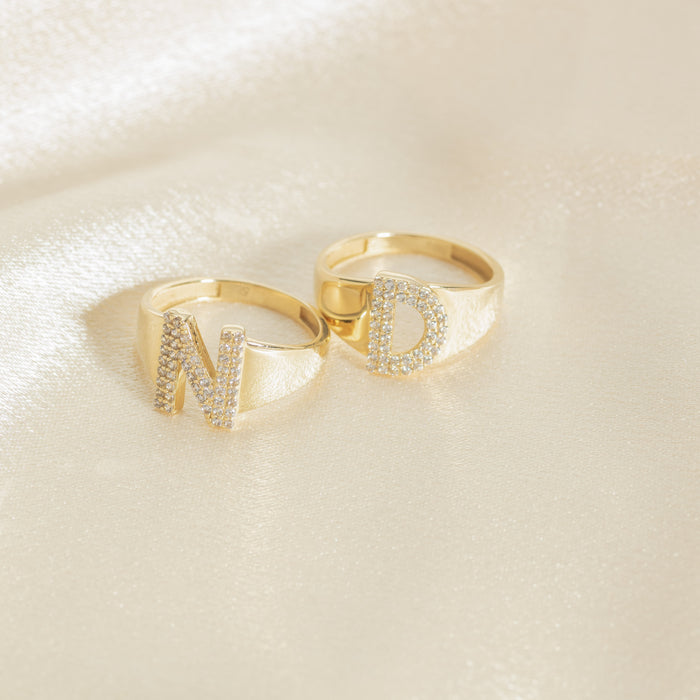 Personalized 14k Solid Gold Initial Ring