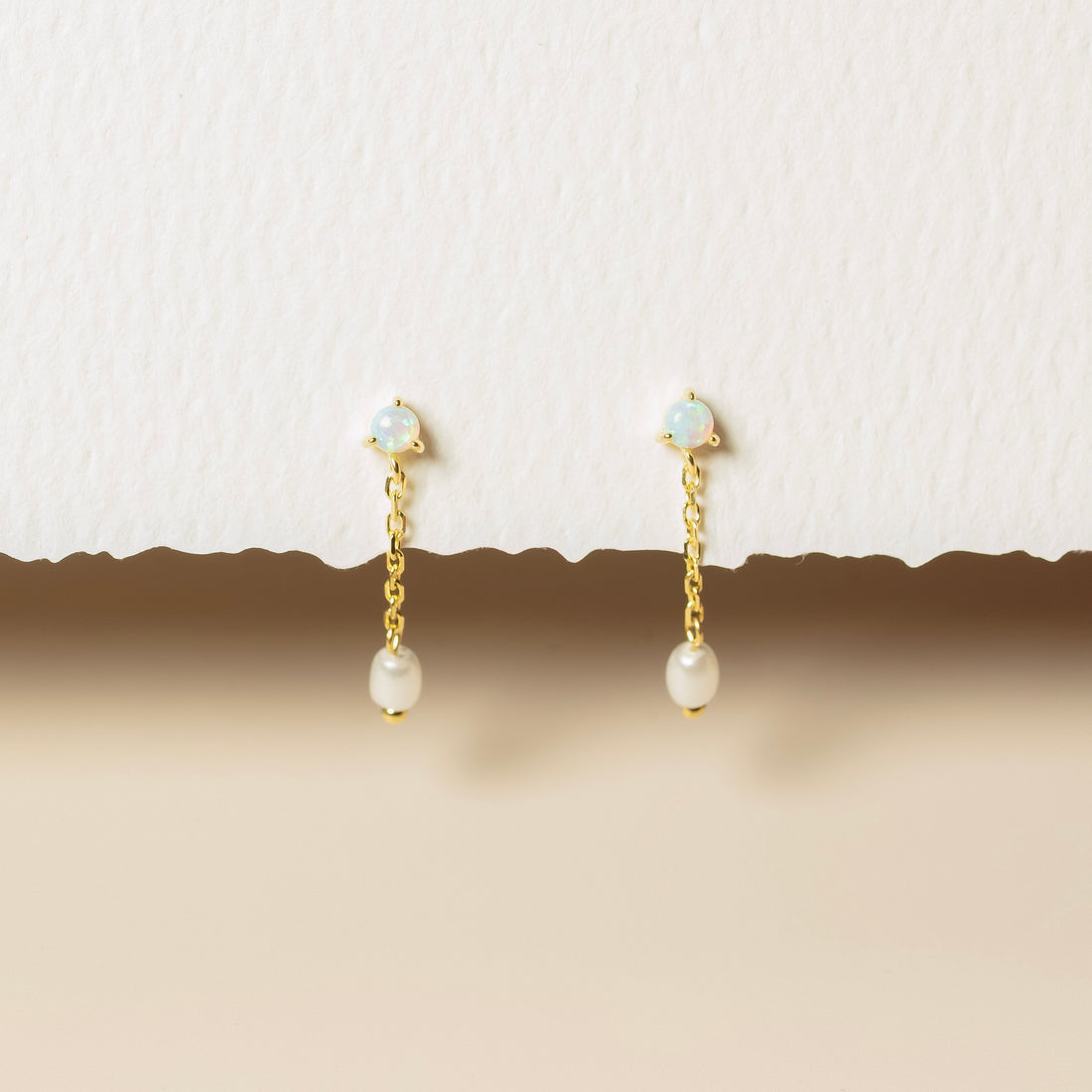 Blue Opal Pearl Drop Earrings