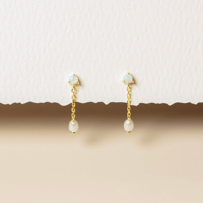 Blue Opal Pearl Drop Earrings