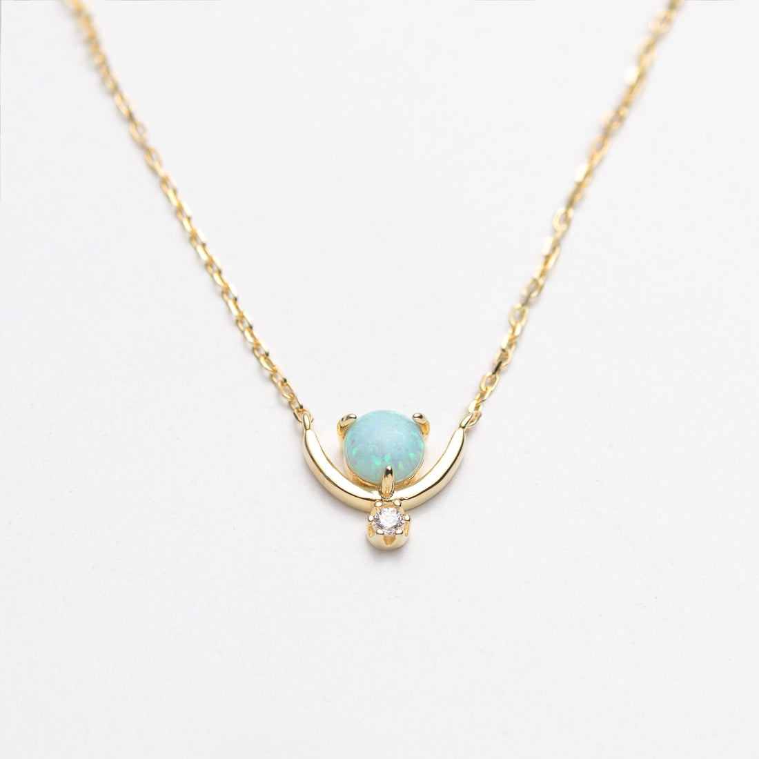 Blue Opal Crescent Necklace