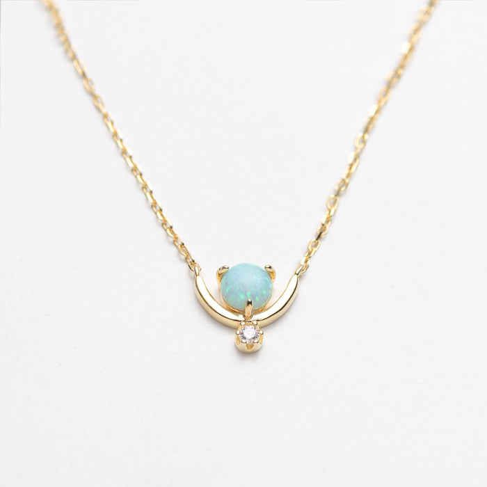 Blue Opal Crescent Necklace