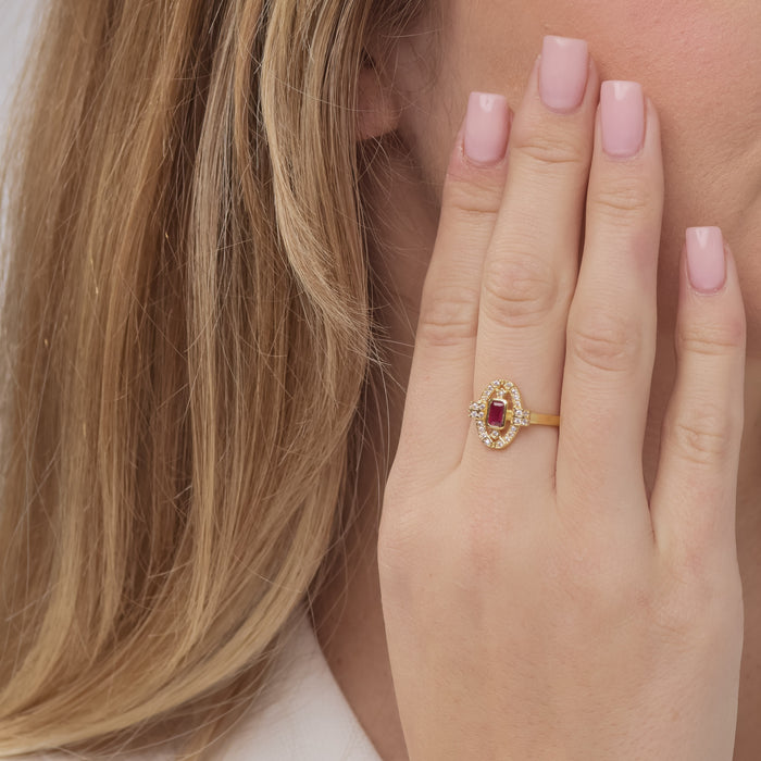 Oval Gemstone Halo Ring