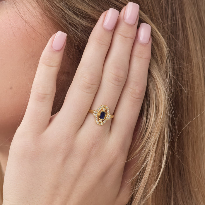 Oval Gemstone Halo Ring