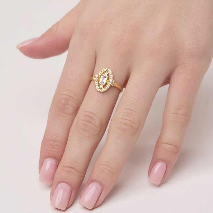 Oval Gemstone Halo Ring