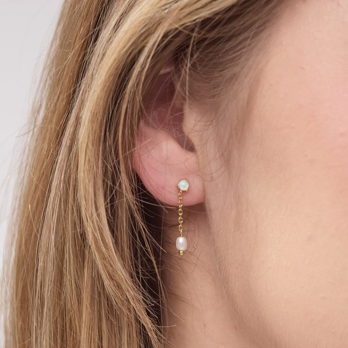 Blue Opal Pearl Drop Earrings