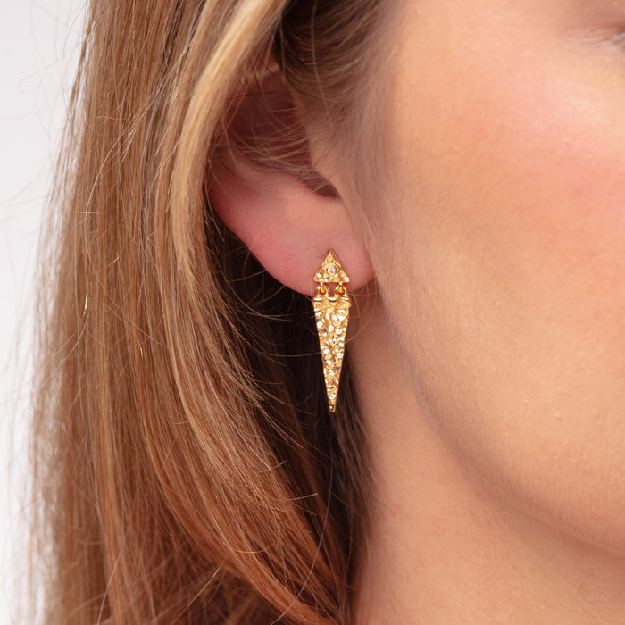 Gold Vermeil Textured Arrow Earrings