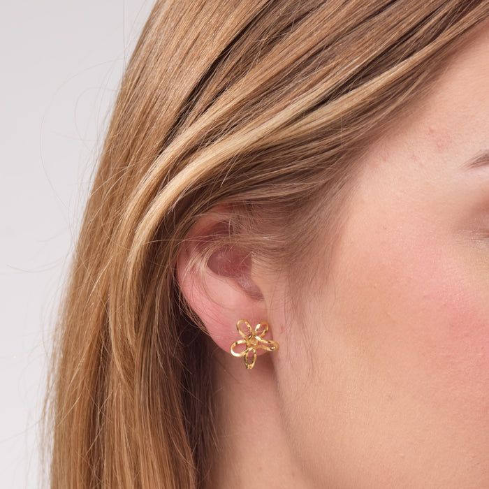 Gold Flower Loop Stud