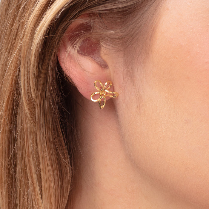 Gold Flower Loop Stud