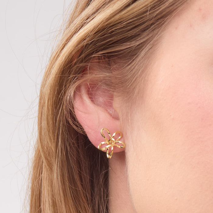 Gold Flower Loop Stud