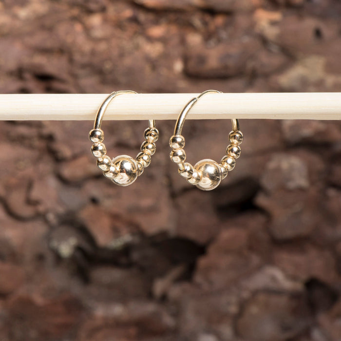 Gold Beaded Huggie Hoop Earrings