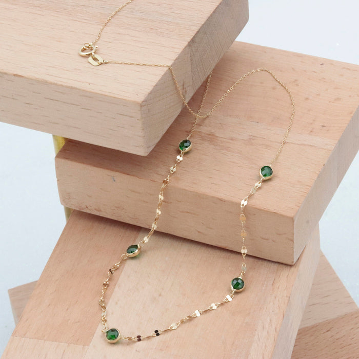 Dainty 14k Gold Emerald Choker