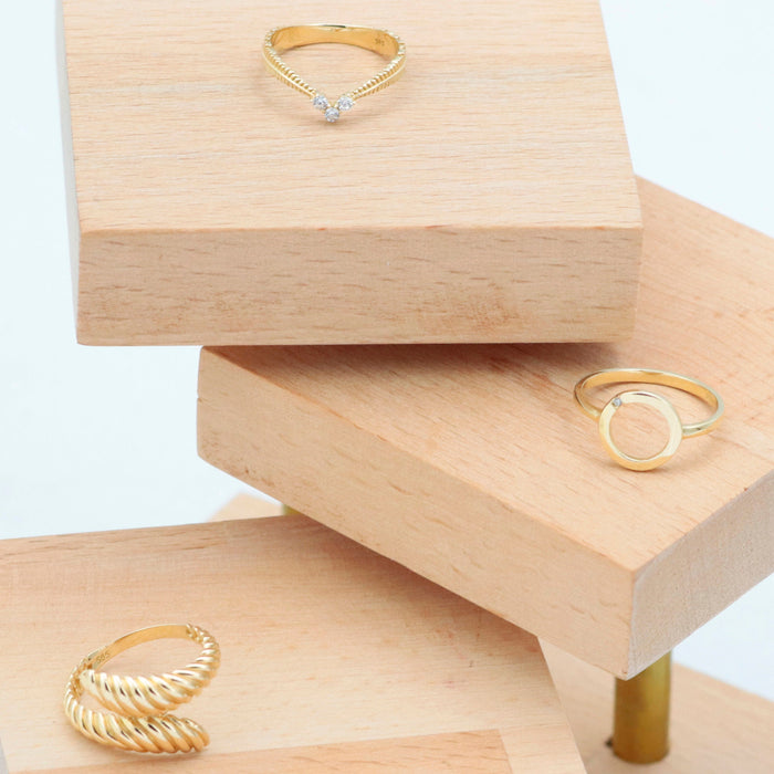 14k Solid Gold Croissant Dome Ring