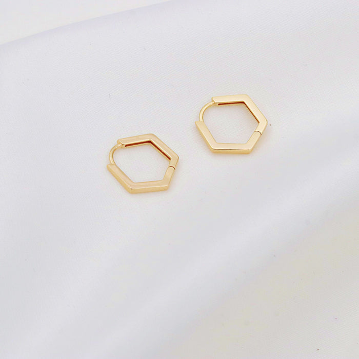 Dainty Gold Filled Hexagon Hoop Earrings