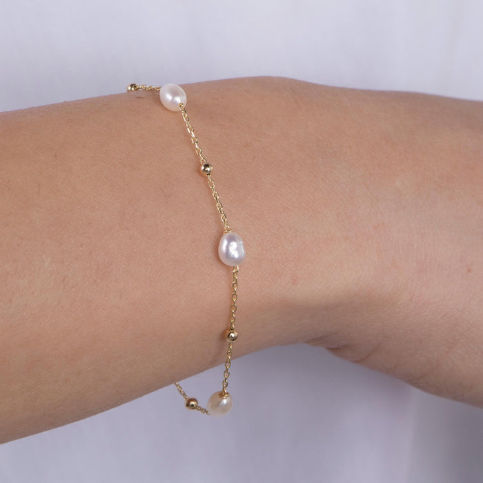 14K Gold Vermeil Pearl Bracelet