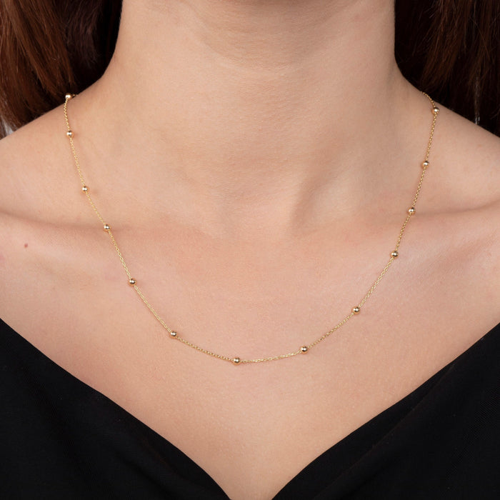 Gold Vermeil Beaded Satellite Chain Necklace