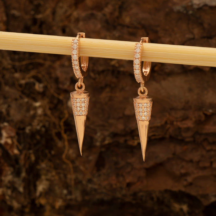 Elegant Gold Spike Dangle Earrings