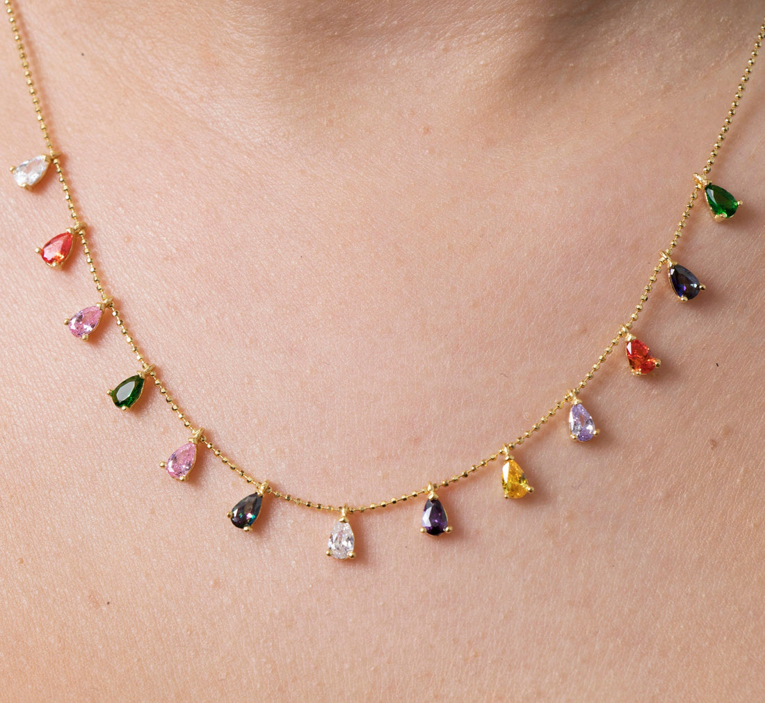 Multi Gemstone Station Necklace