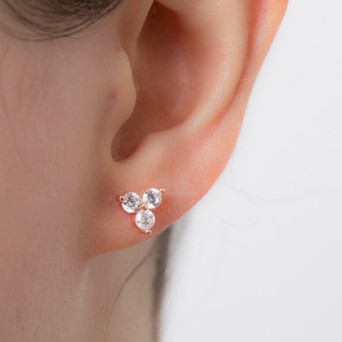 Delicate Trio Diamond CZ Stud Earrings