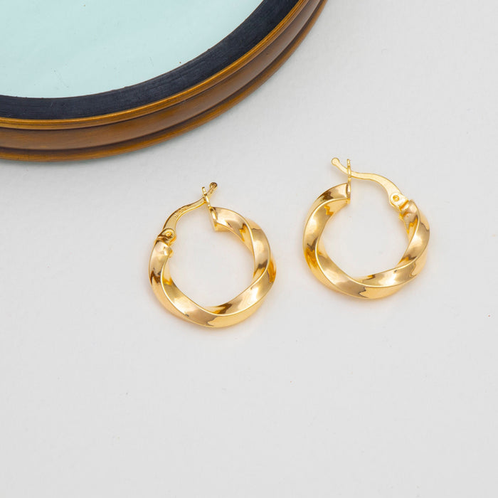 Dainty Gold Twist Hoop Earrings