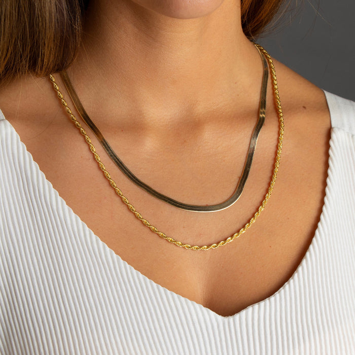 Gold Vermeil Herringbone Chain Necklace