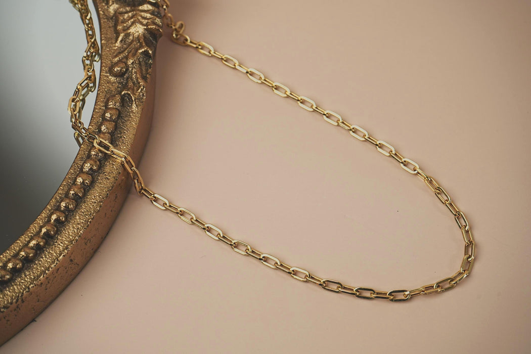 14K Gold Paperclip Chain Necklace