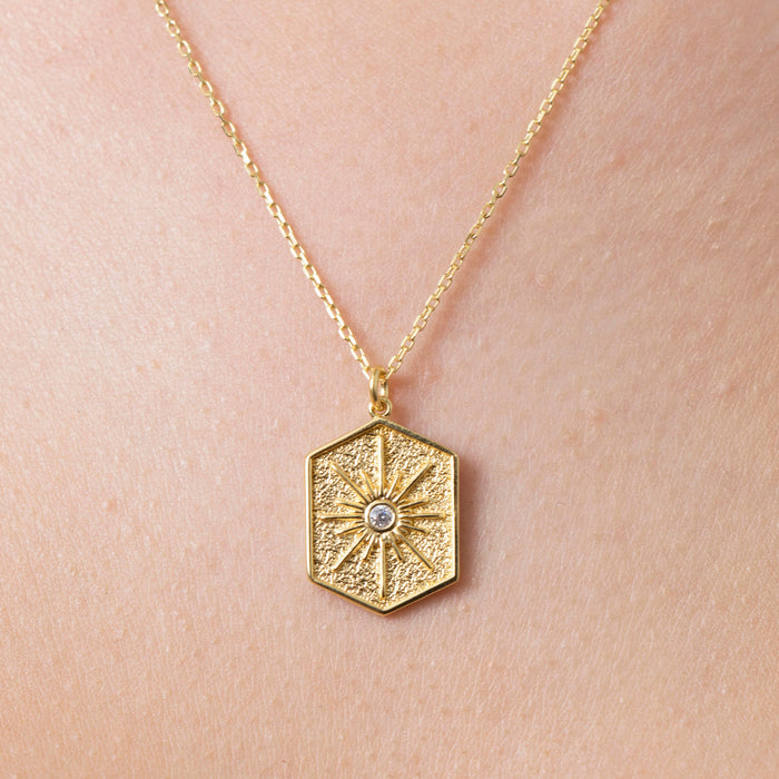 Radiant Gold Sun Medallion Necklace