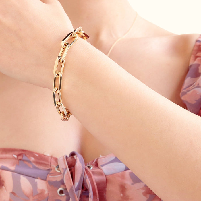 14k Solid Gold Paperclip Bracelet