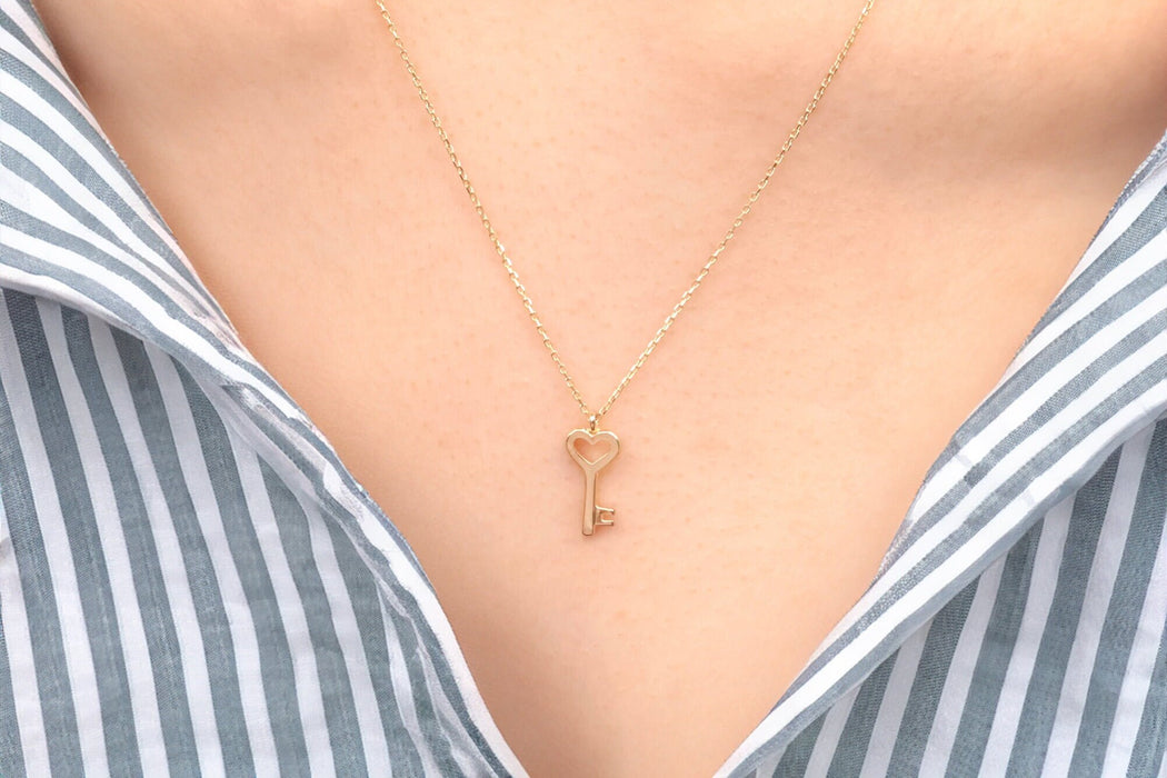 14K Gold Key Necklace