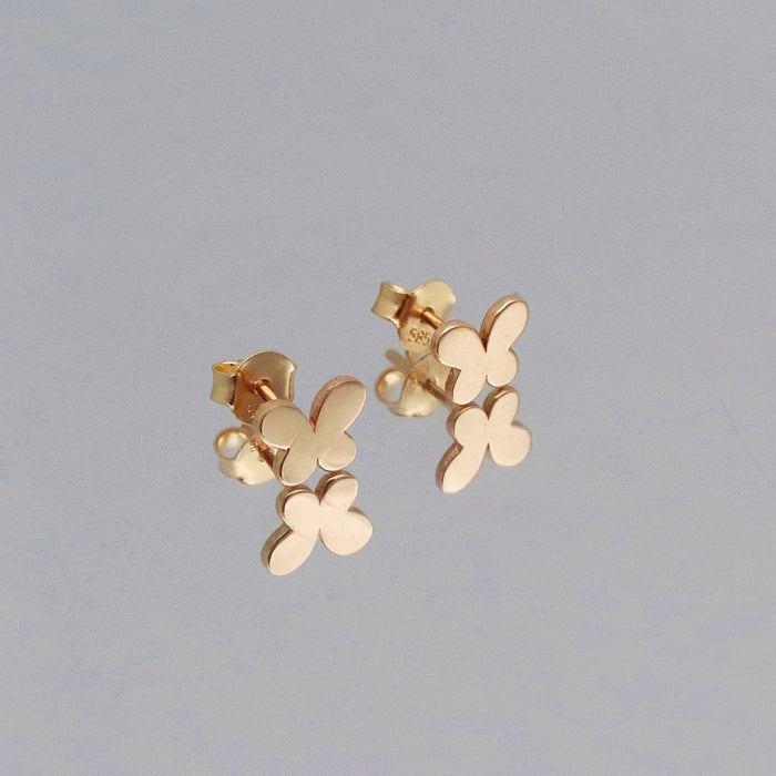 Delicate 14k Gold Butterfly Stud Earrings