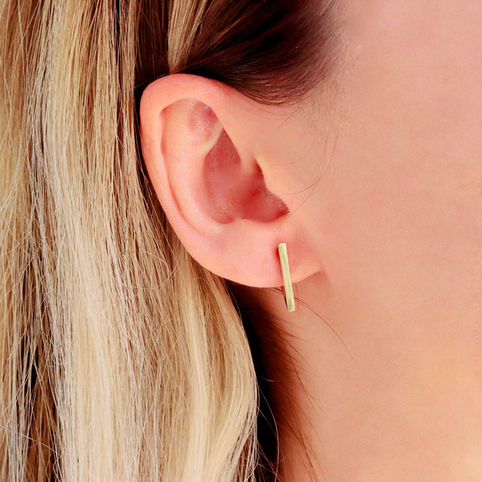 Minimalist 14k Gold Triangle Hoop Earrings