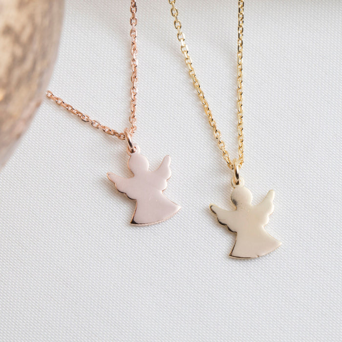 Minimalist 14k Gold Angel Necklace