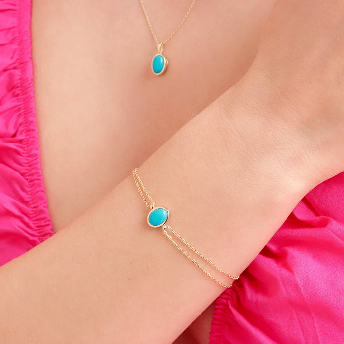 14k Gold Turquoise Bracelet