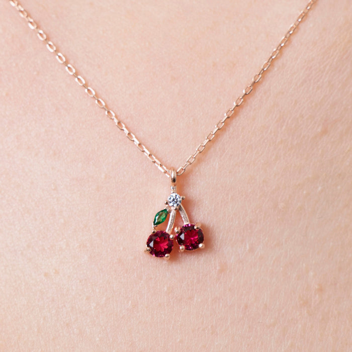 Dainty Cherry Pendant Necklace