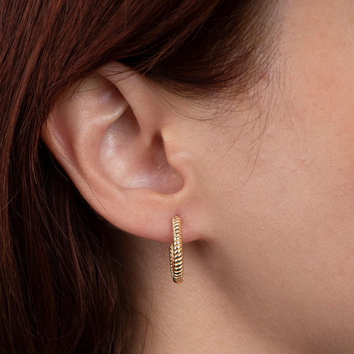 Twisted Gold Huggie Hoop Earrings