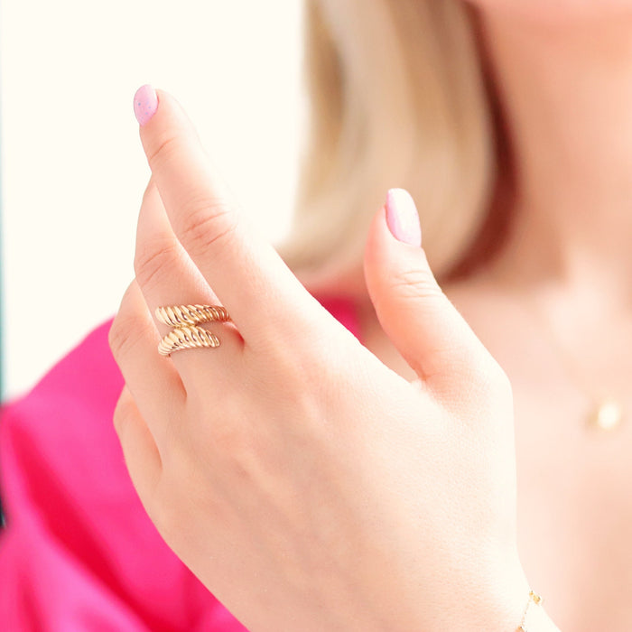 14k Solid Gold Croissant Dome Ring