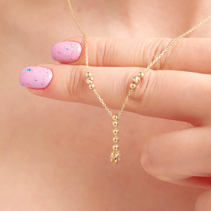 14K Solid Gold Lariat Necklace