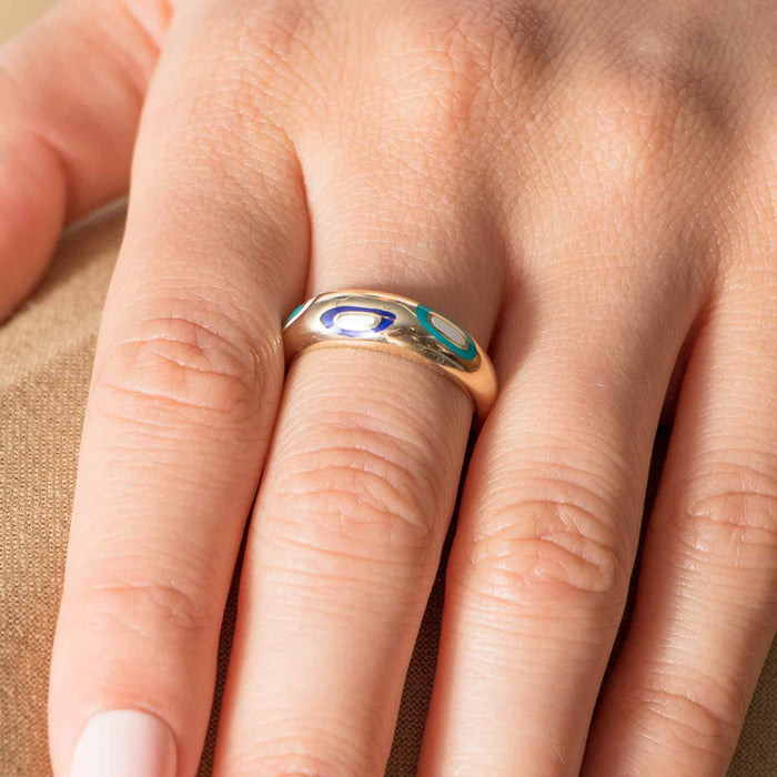 14k Solid Gold Evil Eye Ring
