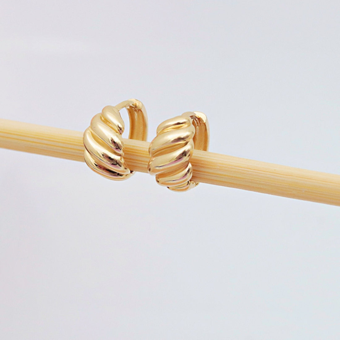 Vintage 14k Gold Chunky Croissant Hoop Earrings