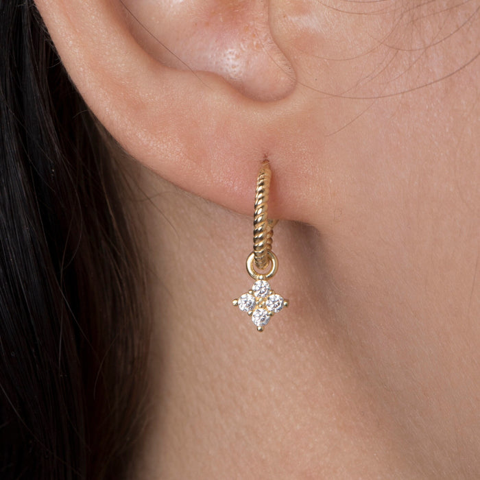 Dainty 14k Gold Vermeil CZ Hoop Earrings