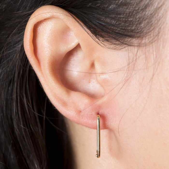 14k Solid Gold Rectangle Link Hoops