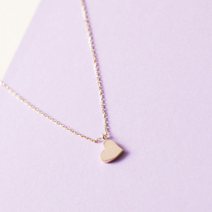 14K Solid Gold Heart Necklace