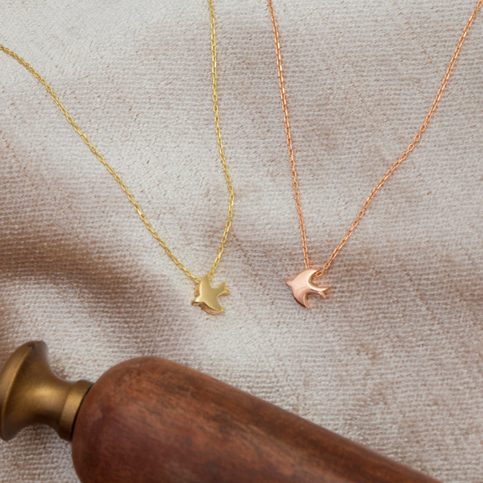 Gold Tiny Bird Pendant Necklace