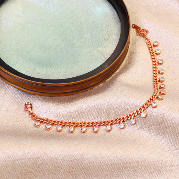 Elegant Rose Gold Cuban Chain Bracelet with CZ