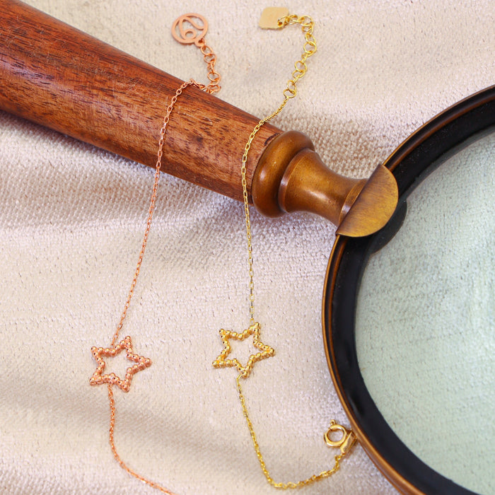 Delicate Gold & Silver Star Chain Bracelet