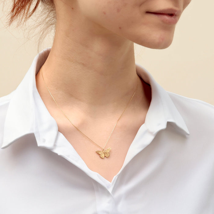 Delicate 14k Gold Butterfly Pendant Necklace